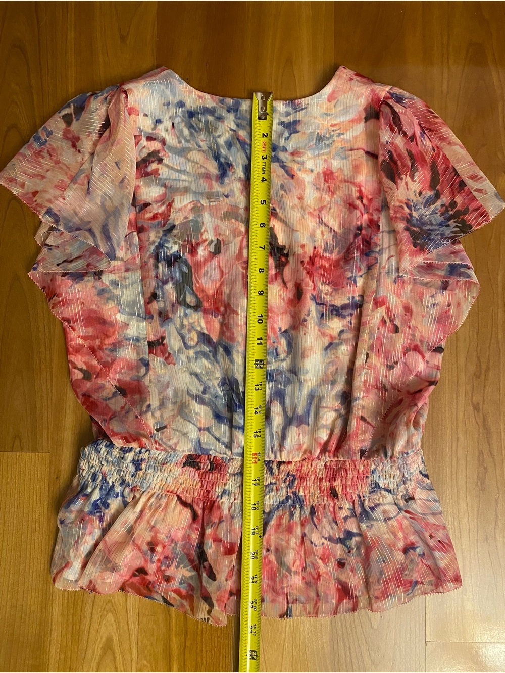 NWT WHBM Metallic Floral Ruffle Peplum Top - Picture 3 of 4